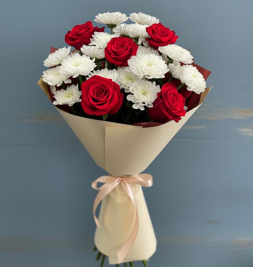 Букет цветов из: Розы и Хризантемы в Леличи