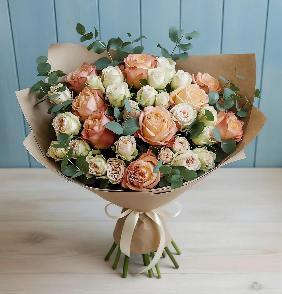 Букет цветов из: Альстромерии и Розы в Леличи