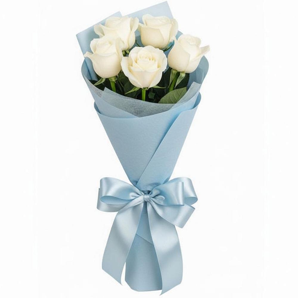 Букет 5 Белых роз Проуд в Леличи