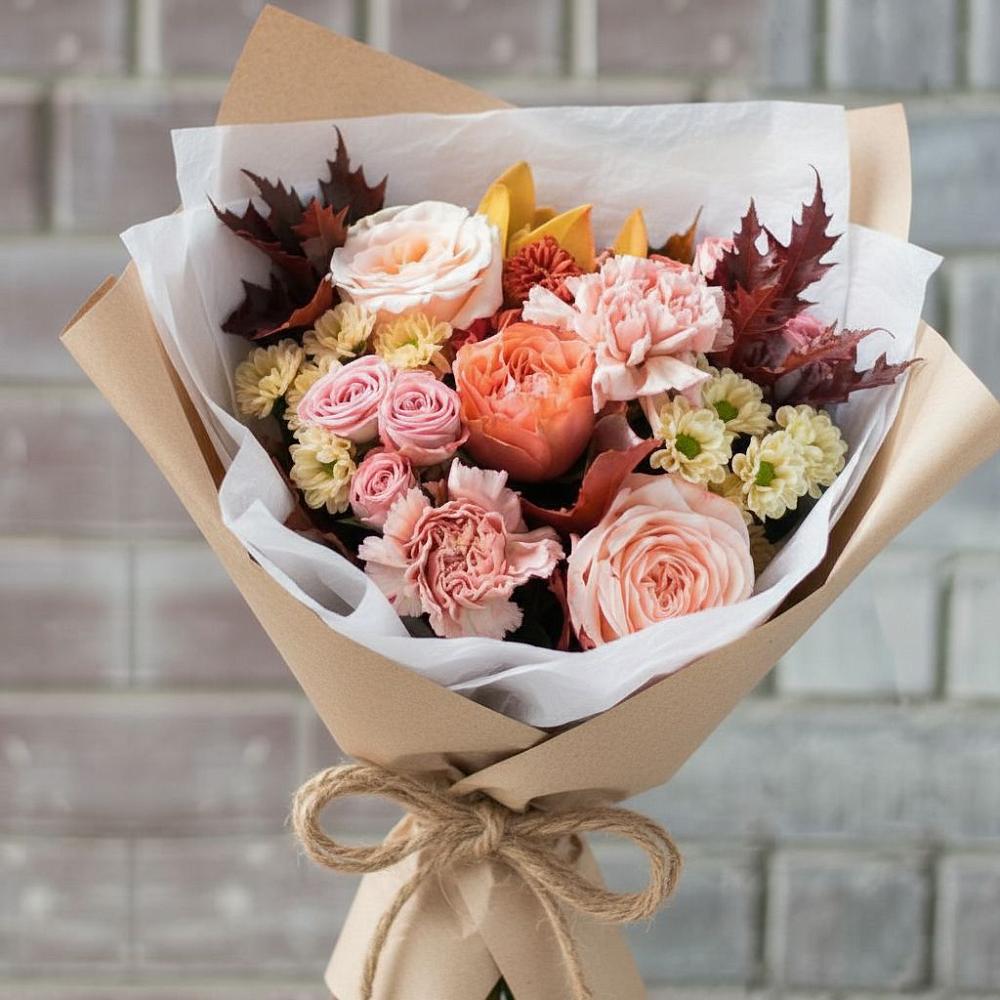 Букет цветов из: Гвоздики, Хризантемы и Розы в Леличи