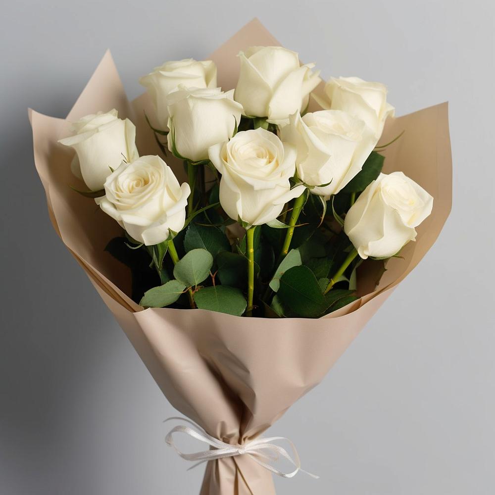 Букет 9 Белых роз Эдлесс Лав в Леличи