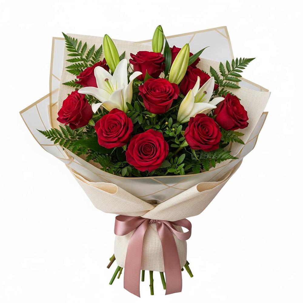 Букет цветов из: Лилии и Розы в Леличи