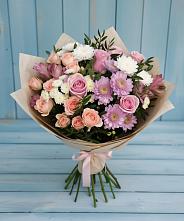 Букет цветов из:  Хризантемы, Розы и Альстромерии в Леличи